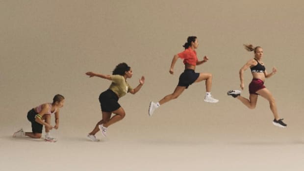 View of runners in New Balance apparel.